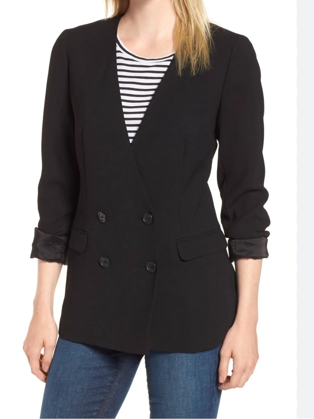 J. Crew French Girl Blazer Black Double‎ Breasted
